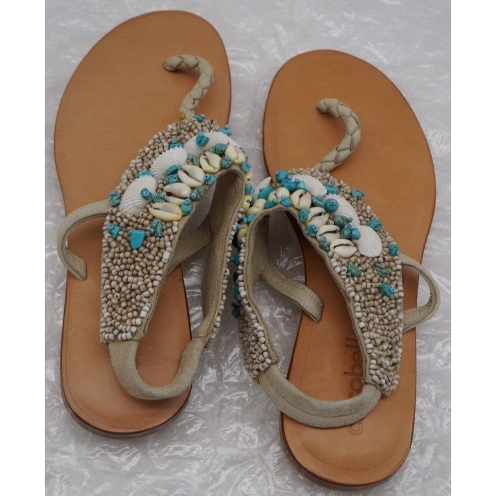 Cocobelle Kauai Turquoise and Shell Sandals Size 8.5 New - Picture 9 of 11